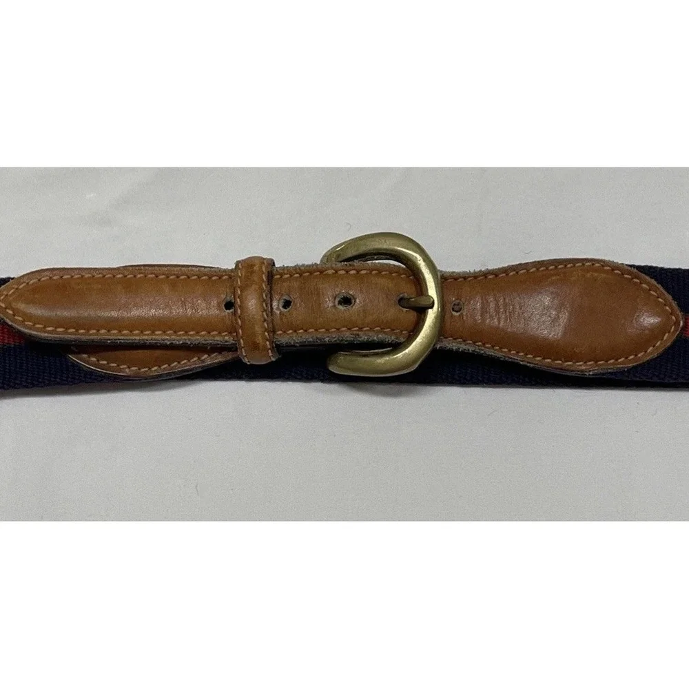 Trafalgar Canvas & Brown Leather Size 30‎ Vintage 1980s USA Belt Unisex